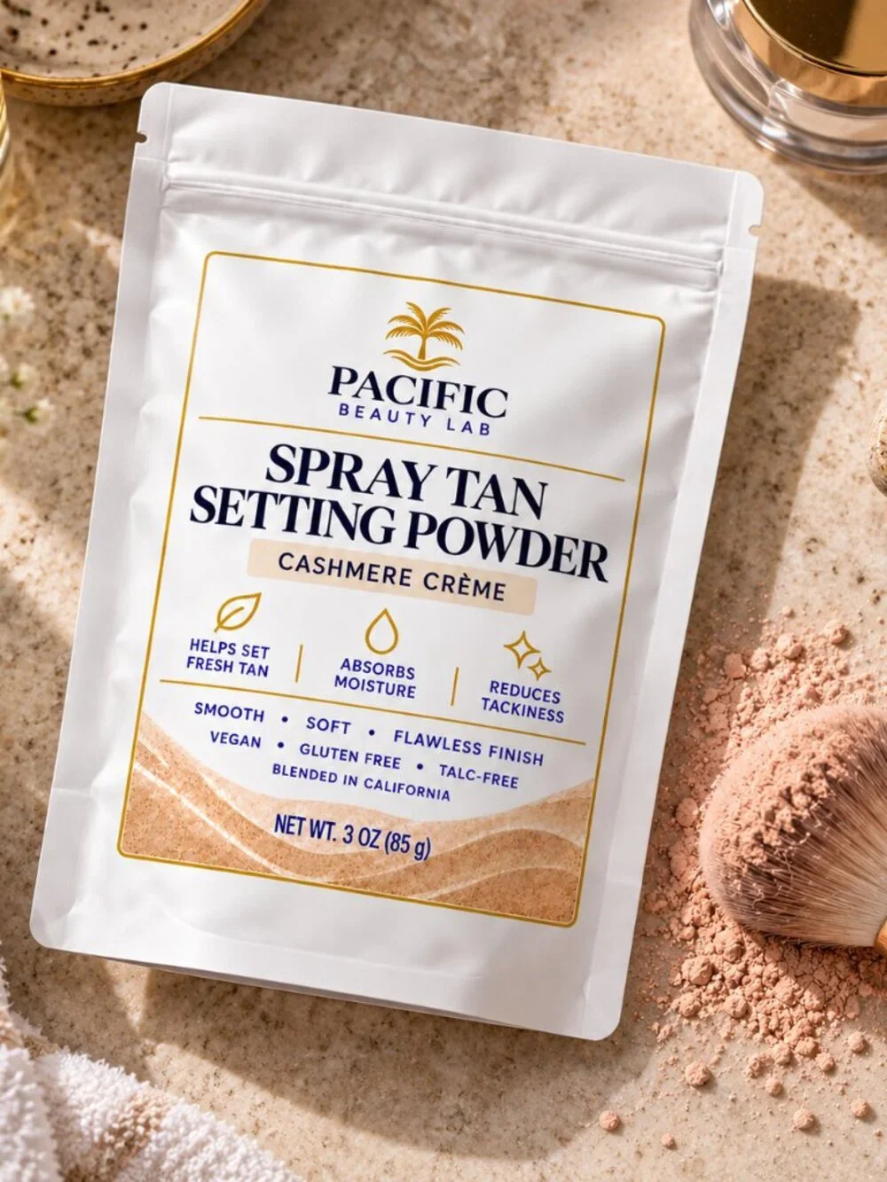Pacific Beauty Lab Spray Tan Setting Powder Cashmere Crème Scent 3 oz Talc-Free